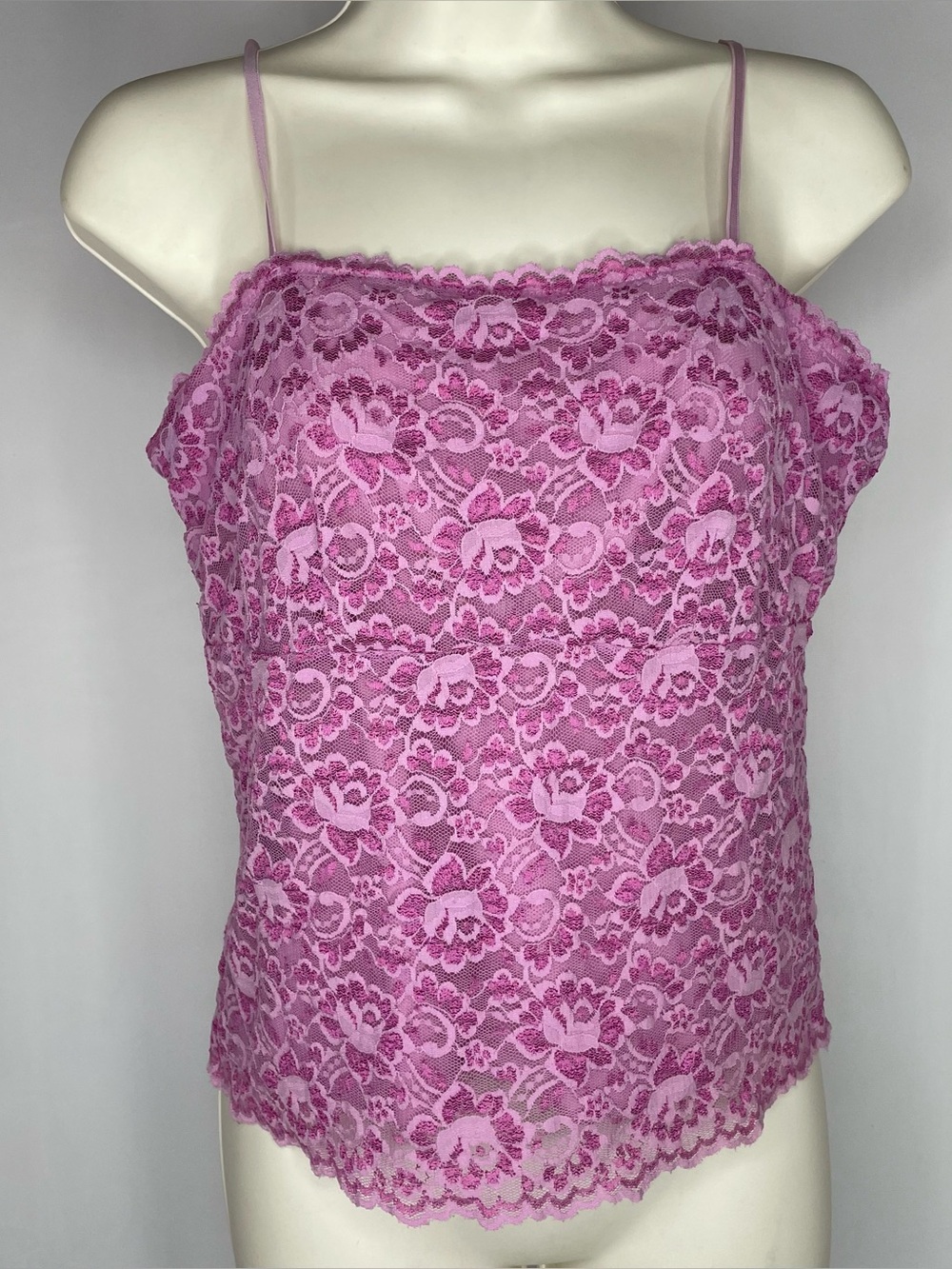 Vintage Y2K New York & Co Pink Floral Lace Cami Top L Coquette